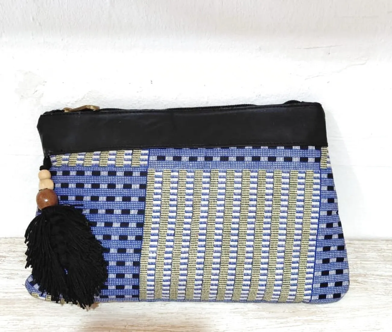 Trousse / Pochette Nomade Graphique – Bleu, Noir &amp; Gris