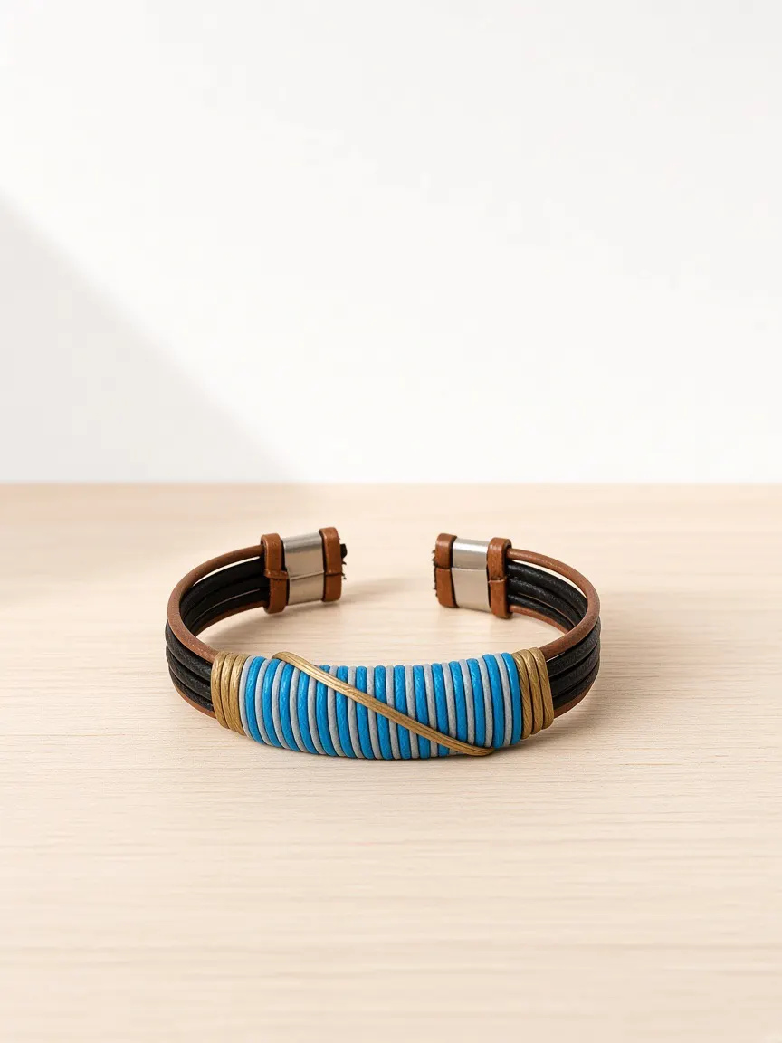 Bracelet Jonc Laiton (bleu)